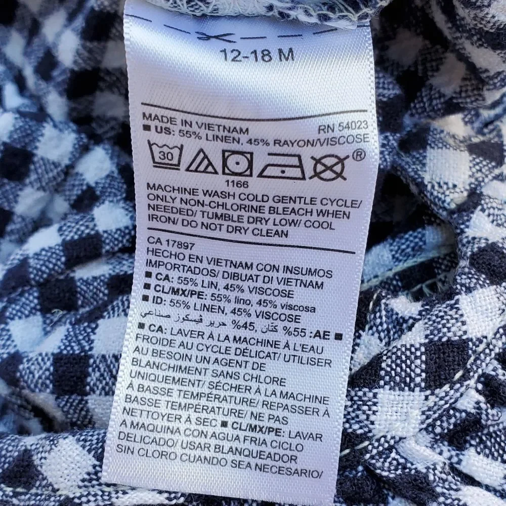 Old Navy Dark Navy Blue and White Buffalo Checkered Romper Size 12-18 Months